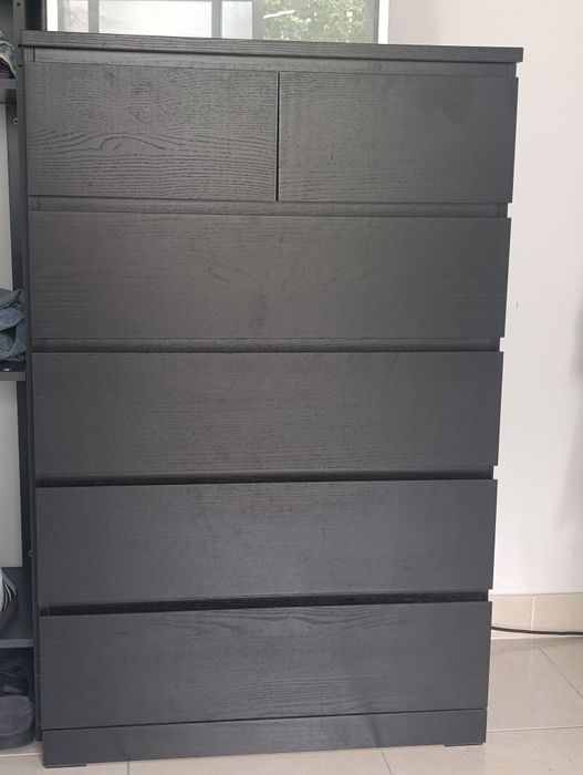 Cómoda com 6 gavetas, pret-cast, 80x123cm