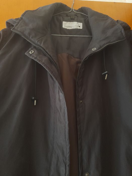 Parka com capuz impermeável azul escuro e N. 48 - Bom estado - ÚLTIMO