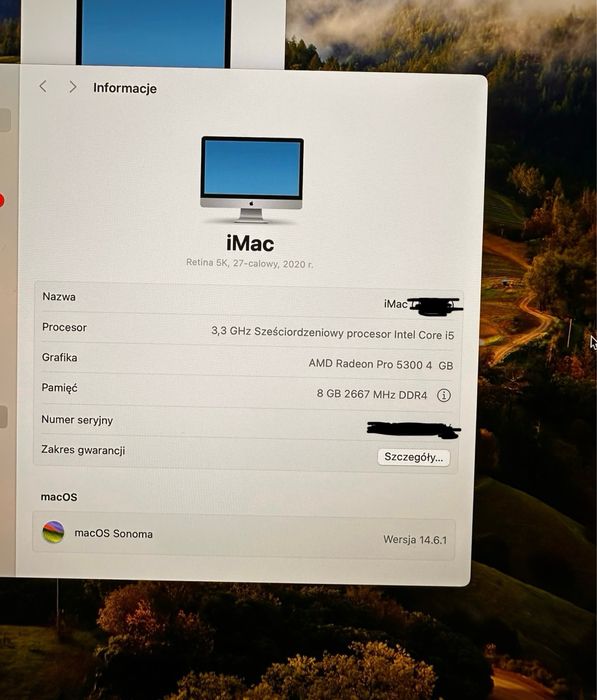 APPLE iMac 27 - JAK NOWY!! Retina 5K i5 3.3GHz/8GB/512GB SSD/2021