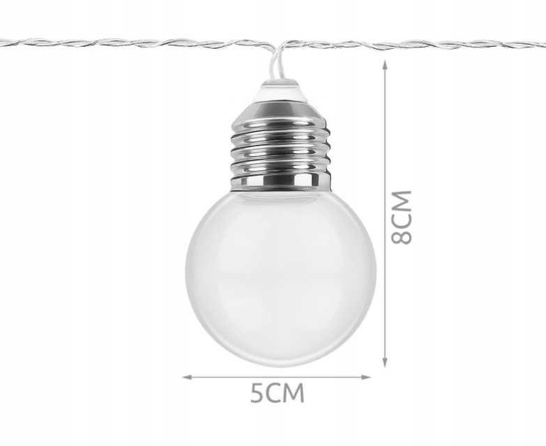 Girlanda OGRODOWA ŚWIETLNA 20 lampek led na baterie