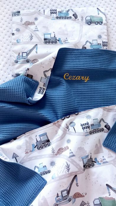 Zestaw DO WÓZKA do gondoli 50x75cm + PODUSZKA z falbanką MIŚ wyprawka