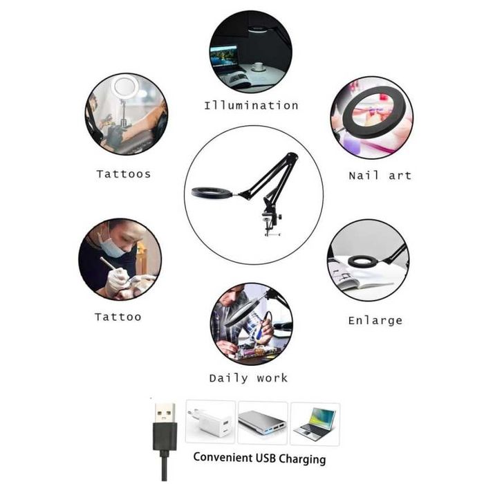 Ring Light de Mesa com Lupa de Aumento NOVAS