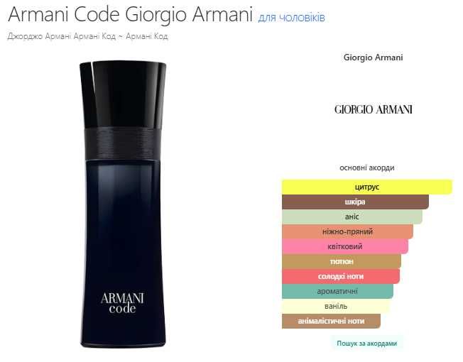 Code, Giorgio Armani, Eau de Toilette, парфуми, духи.