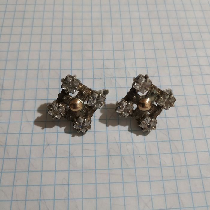 Серьги серебряные с золотой вставкой 925