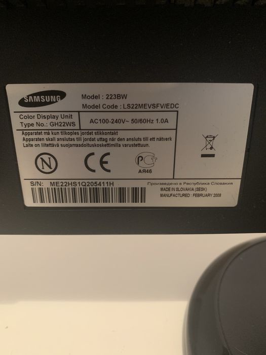 Monitor Samsung SyncMaster 223BW