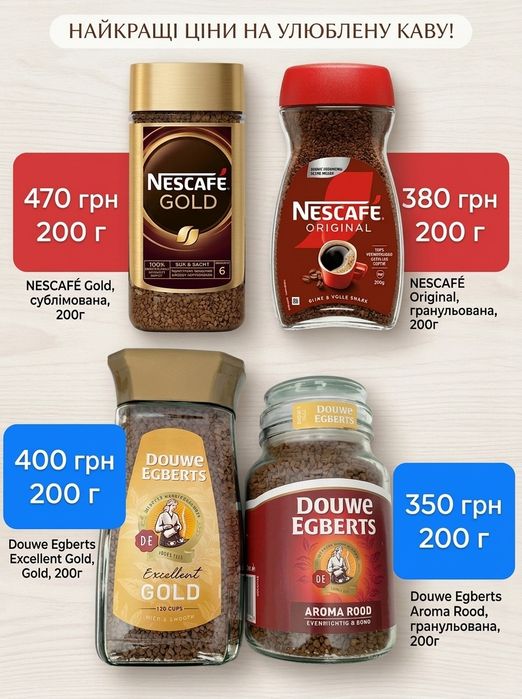 Кава Nescafe Gold, кавабез кофеїну Perla,  Шоколад  Tony's