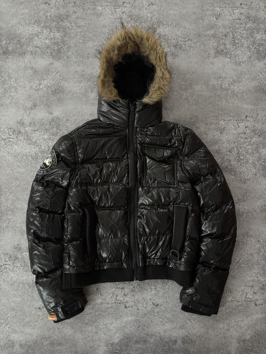 Superdry japanese puffer fur black alaska аляска куртка пуховик gucci