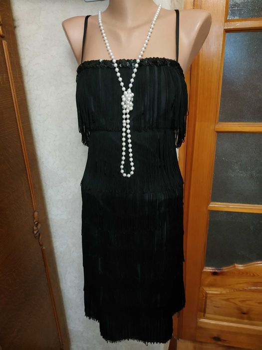 Весільна сукня оздоблена бахромою в стилі 20-х років Гетсбі М/L_46-48