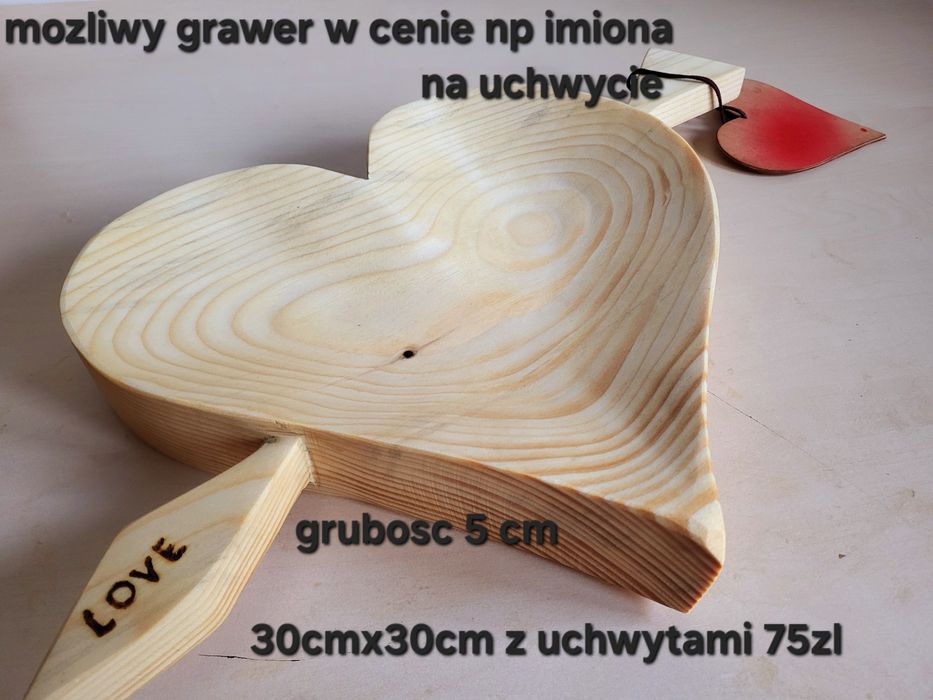 Tace cateringowe od lokalnego stolarza misy serca z drewna 2w1 Delux