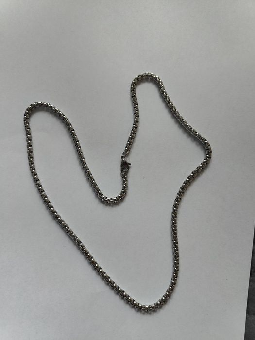 Nowy łańcuszek ze stali nierdzewnej srebrny 60 cm grubość 3 mm