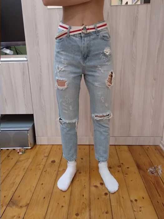 Джинсы МОМ рваные -рванки, девочке на р.27