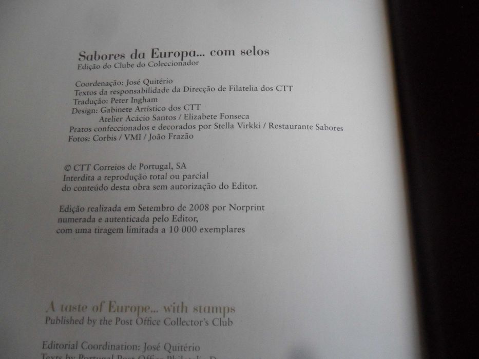 "Sabores da Europa... com selos" - de José Quitério - 1ª Ed 2008 - CTT