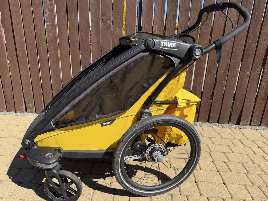 THULE Chariot Sport 1 - przyczepka rowerowa, wózek do roweru 2w1 | Yellow on Black