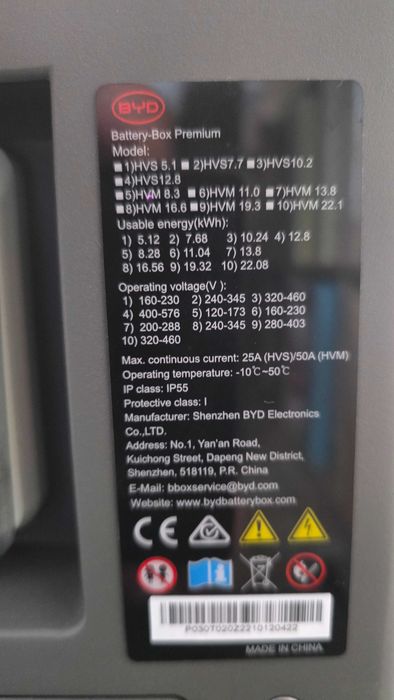 Bateria 5,1 kw BYD para autoconsumo