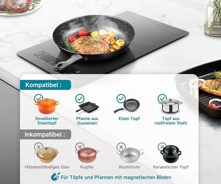 Płyta Indukcyjna Wolnostojąca lub Zabudowy AMZCHEF 3300W Strefa FLEX