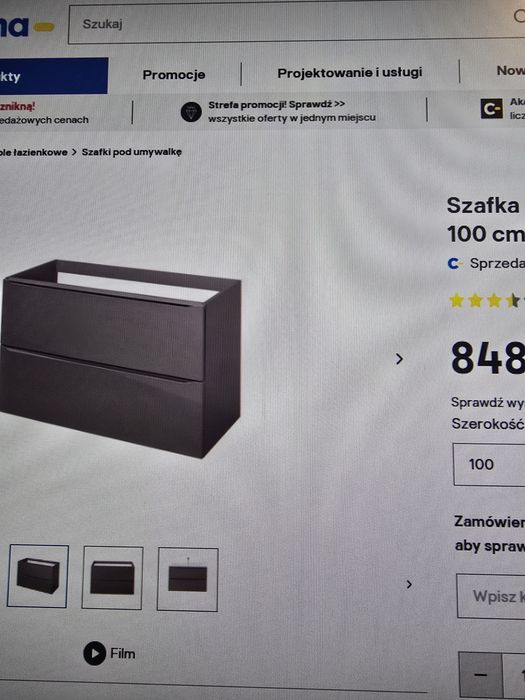 Szafka pod umywalkę GoodHome Imandra 100 cm antracyt