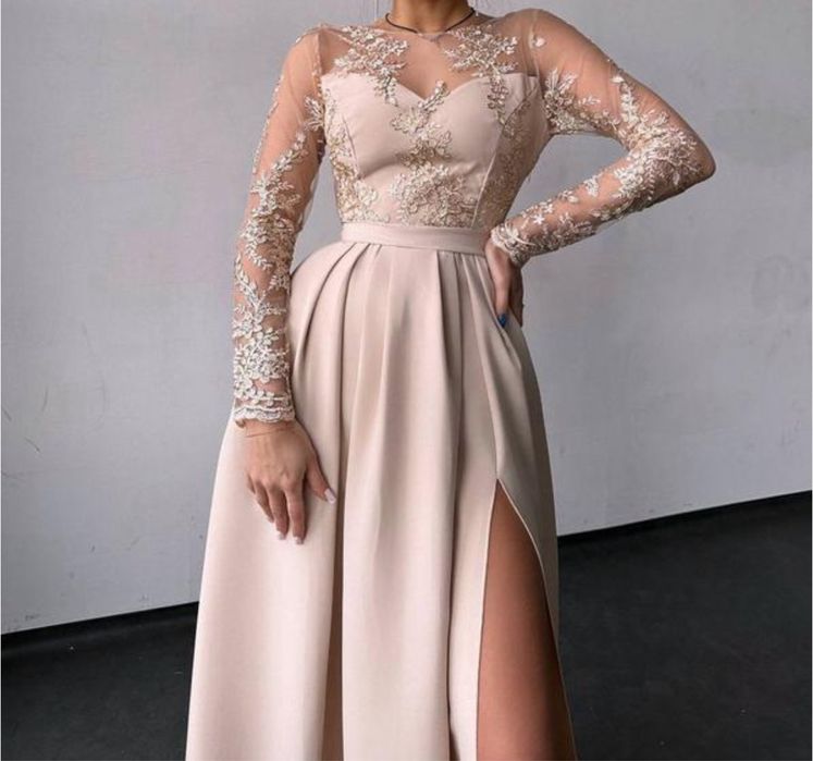 Бежева сукня, вечірня, випускний, на прокат