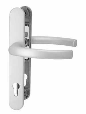 Klamka drzwiowa 35/2200 na szyldzie PZ, F1 srebrna - komplet NOWY