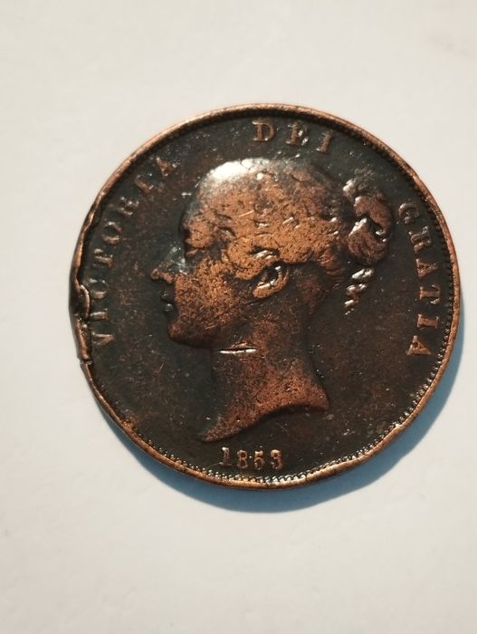Moeda de 1 Penny 1853  Rainha Victoria  Inglaterra