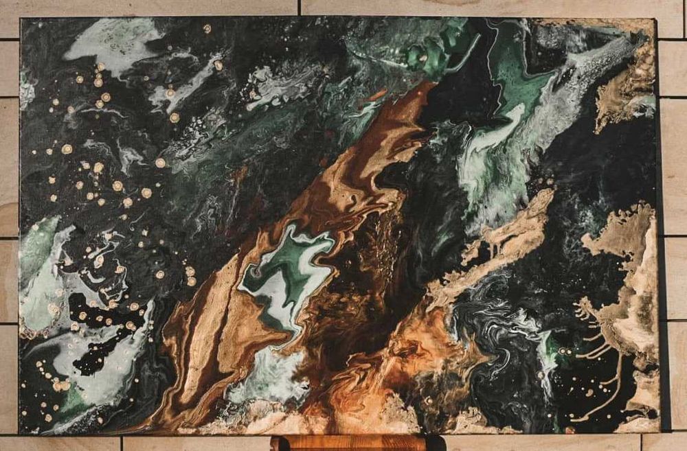 Obraz "Jungle" tech. Pouring. Akryl 115x75