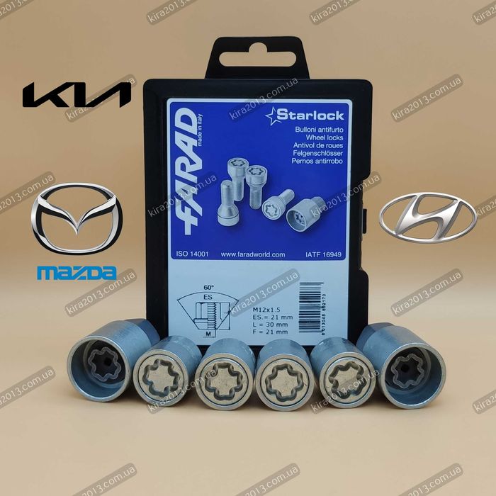 Гайки секретки КИА. Секретки Мазда. Секретки Хюндай + запасной ключ.