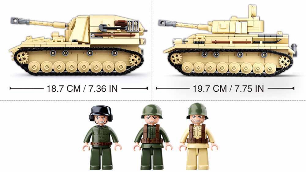 Klocki Wojsko Czołg Niemiecki Pzkpfw IV / Nashorn (2 w 1) 543el
