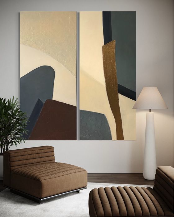 Obraz duet dyptyk „ Shadow” 70x160cm , akryl. Okazja!