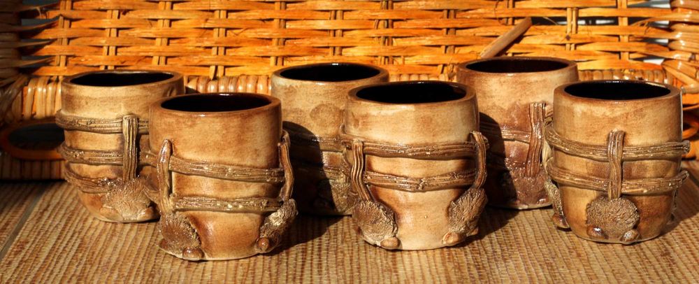 Декоративний подарунковий сервіз - глиняний графін з чарками