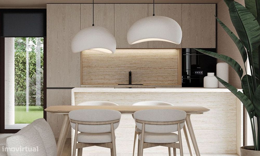 Moradia T2 nova em Alfena | Jardim privativo | Condomínio com piscina