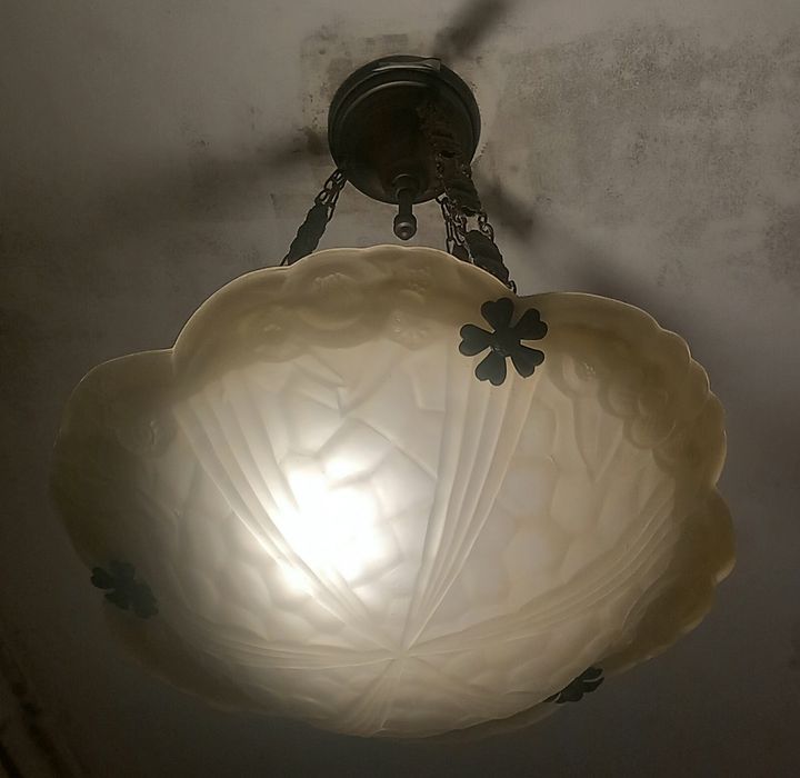 4 Candeeiros vidro fosco 2 em tom amarelado e dois em tom lilás claro