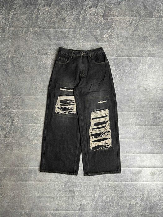 Джинси чорні baggy faded archive opium distressed джинсы черные black
