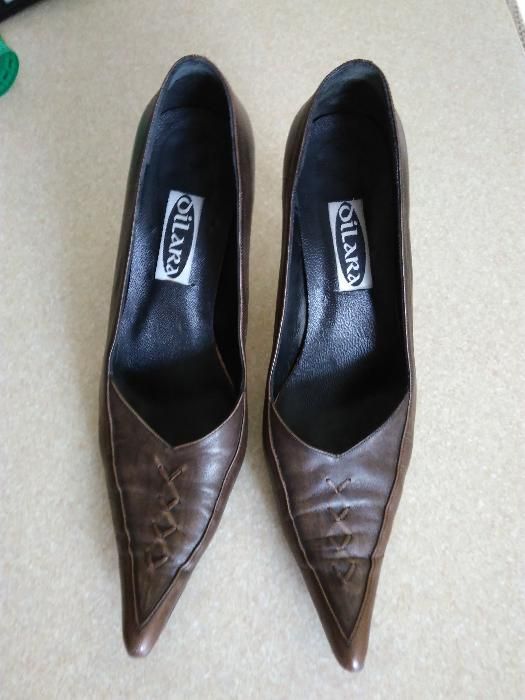 кожаные женские туфли коричневые перламутровые