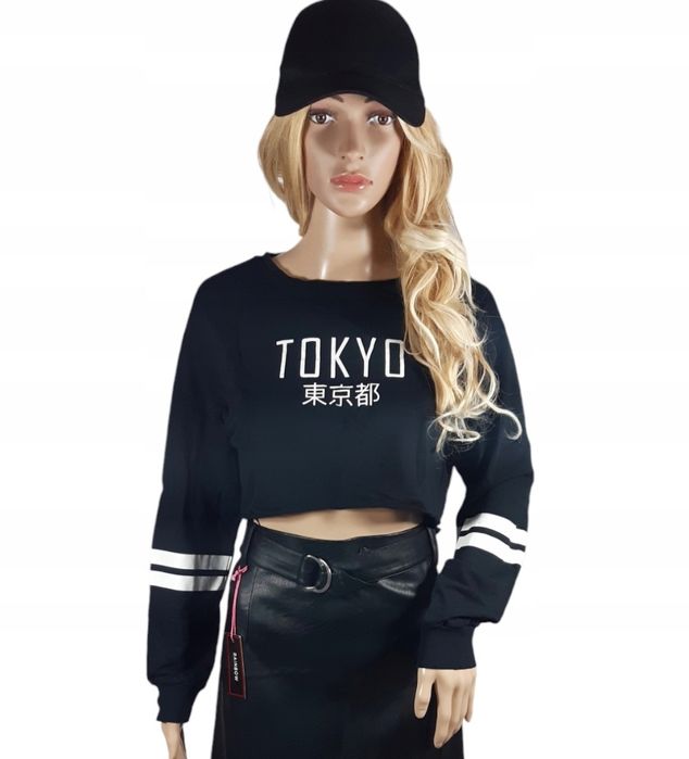 Bluza krótka czarna H&M  M 38 oversize top Tokyo