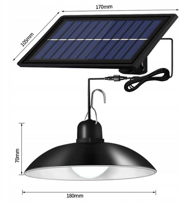 Zestaw 2x Żyrandol Wisząca Lampa Solarna LED  + Pilot