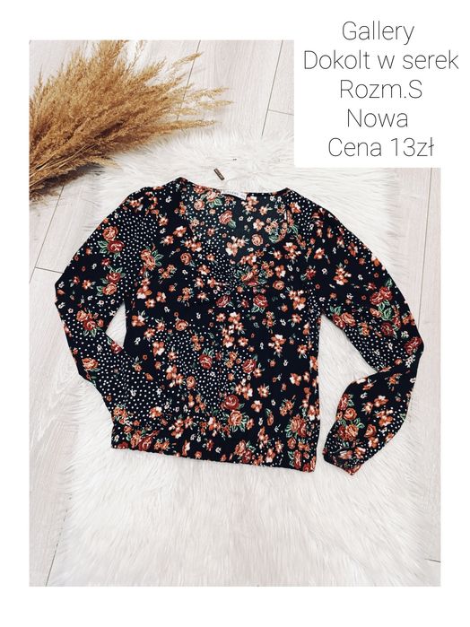 Bluzka w kwiaty Gallery rozmiar S wiosenna piękna  nowa