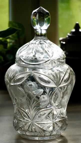 Bardzo duza waza krysztalowa bomboniera szkło prl wielka