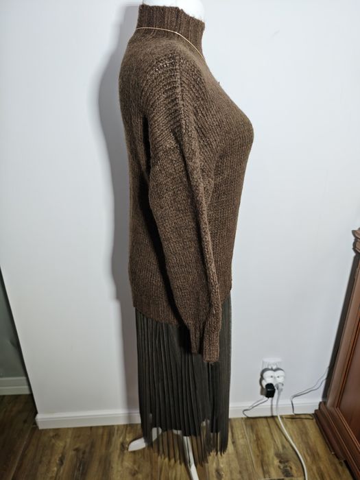 Komplet sweter i halka czekolada nowa włoska roz M-xxl