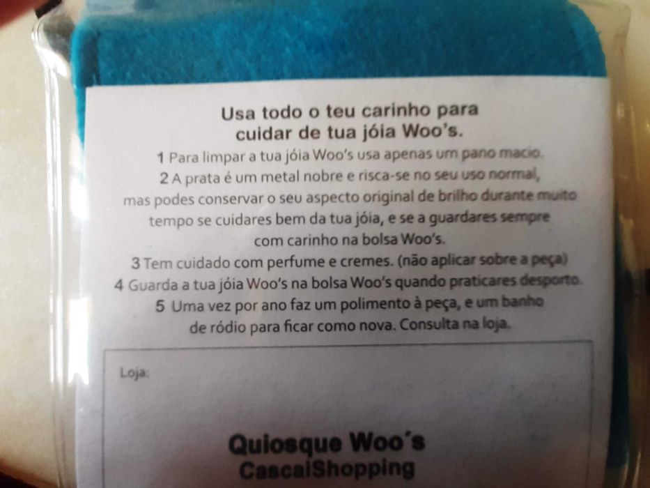 Pulseira prata dourada Woo's, nunca usada, na embalagem original