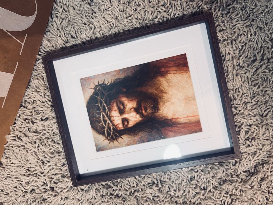 Obraz Jezus Chrystus w ramce jak drewno