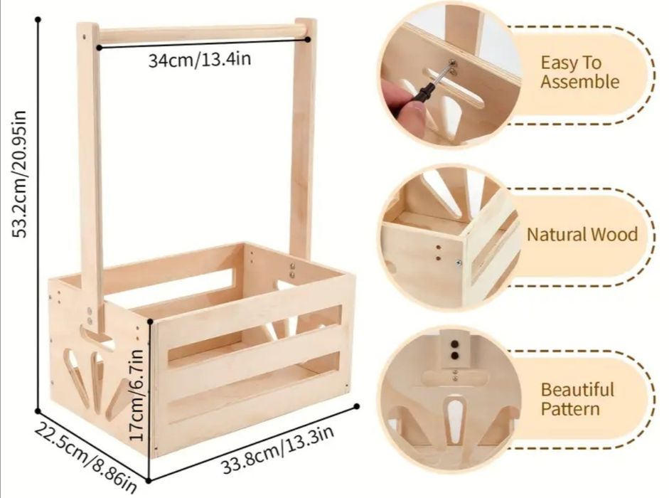 Caixa de madeira com pega NOVA