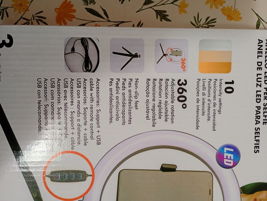 Anel de luz LED para selfies. Novo