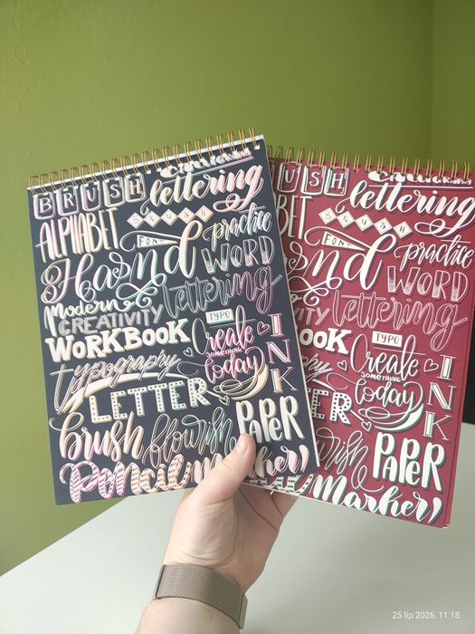 2 zeszyty ćwiczeń do brush letteringu kaligrafii Devangari