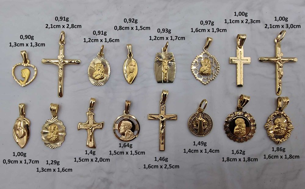 Krzyż 20,23gr złoto próby 585