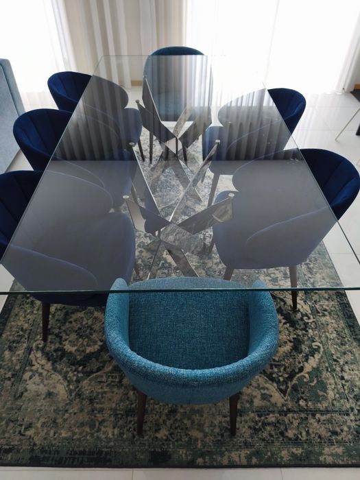 Mesa Vidro LasKasas 8 Cadeirões