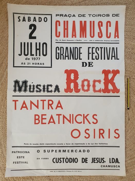 Cartaz concerto Rock Português Tantra, Beatnicks, Osiris