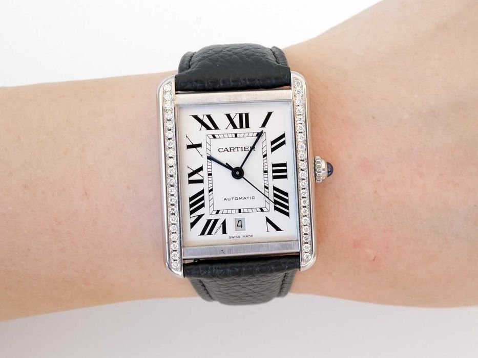 Cartier Tank Solo XL White Dial Diamond Bezel Automatic