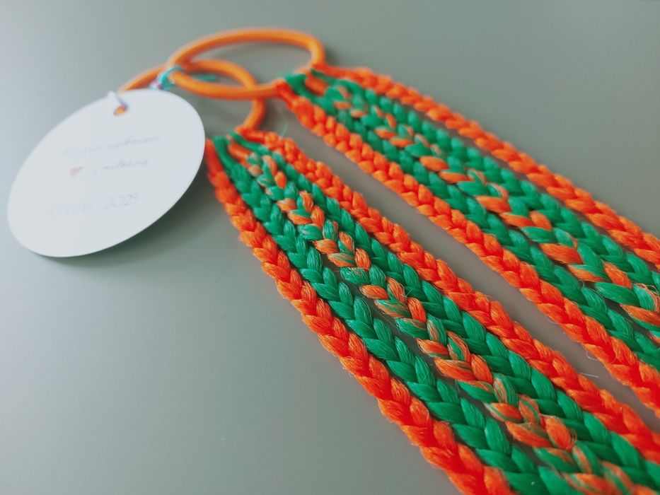 Komplet 2x gumka ozdobna na kitki/koczki w kolorystyce zieleń+pomarańc