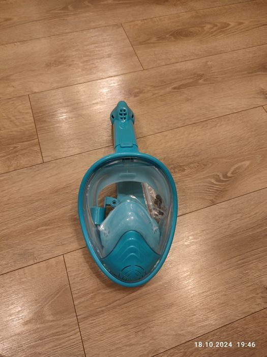 Nowa zielona maska do nurkowania pełnotwarzowa XS