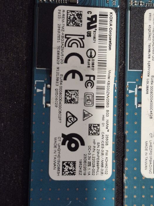 Dysk SSD M2 Nvme 256GB Kioxia klucz M+B