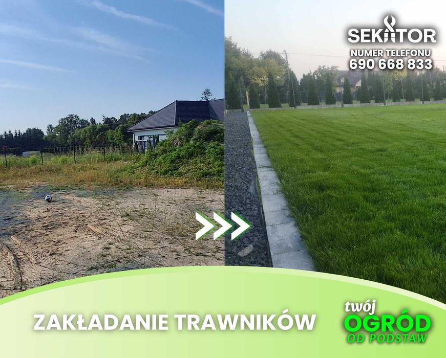 Usługi ogrodnicze zakładanie trawnika pielęgnacja renowacja równanie